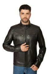 DERİNSS DER171 Hakiki Deri Erkek Siyah Mont