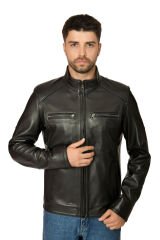 DERİNSS DER171 Hakiki Deri Erkek Siyah Mont
