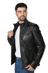 DERİNSS DER171 Hakiki Deri Erkek Siyah Mont