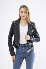 DERİNSS DKA9020 Hakiki Deri Kadın Siyah Mont