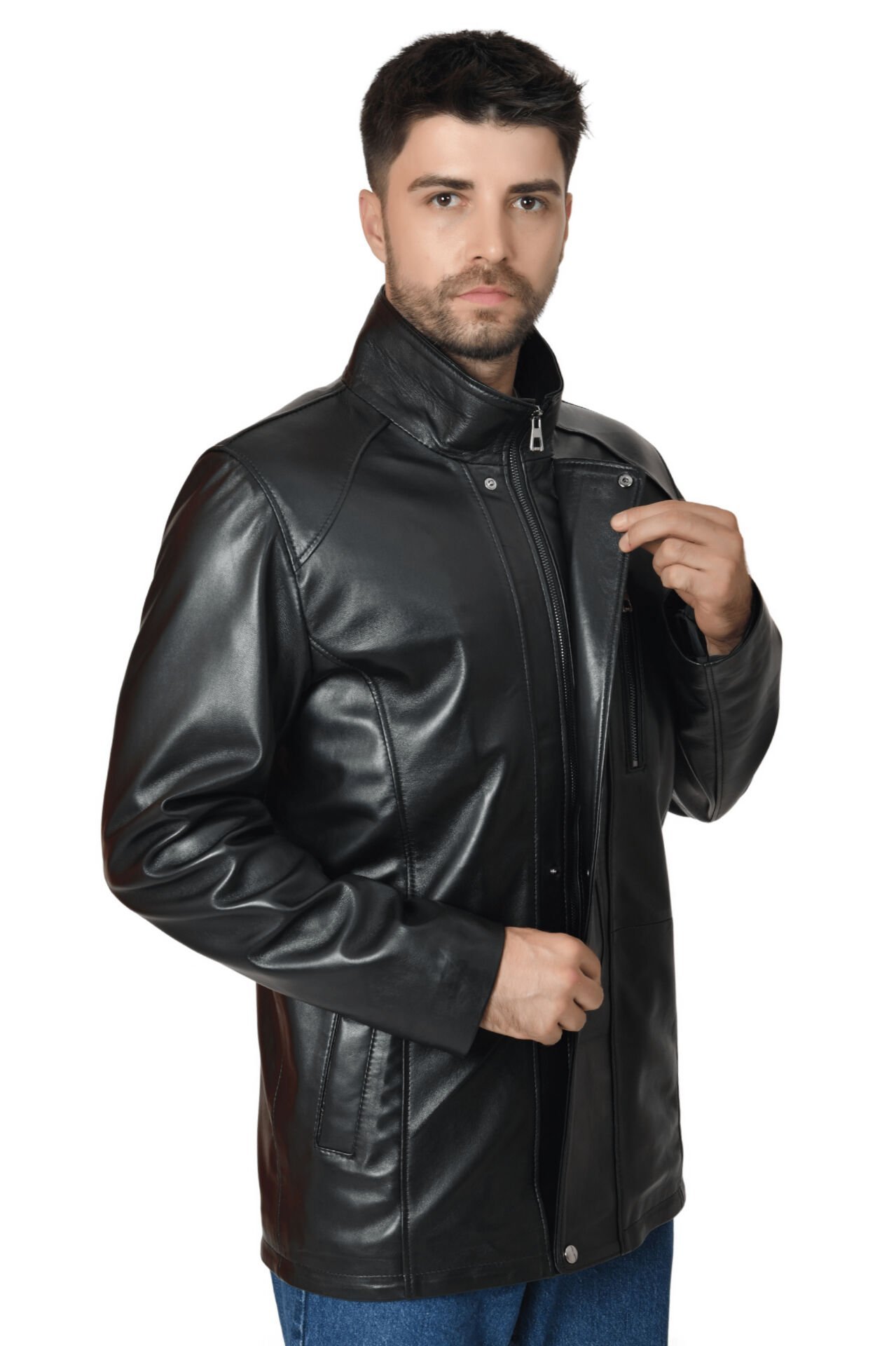 DERİNSS DER027 Hakiki Deri Erkek Siyah Mont&Kaban