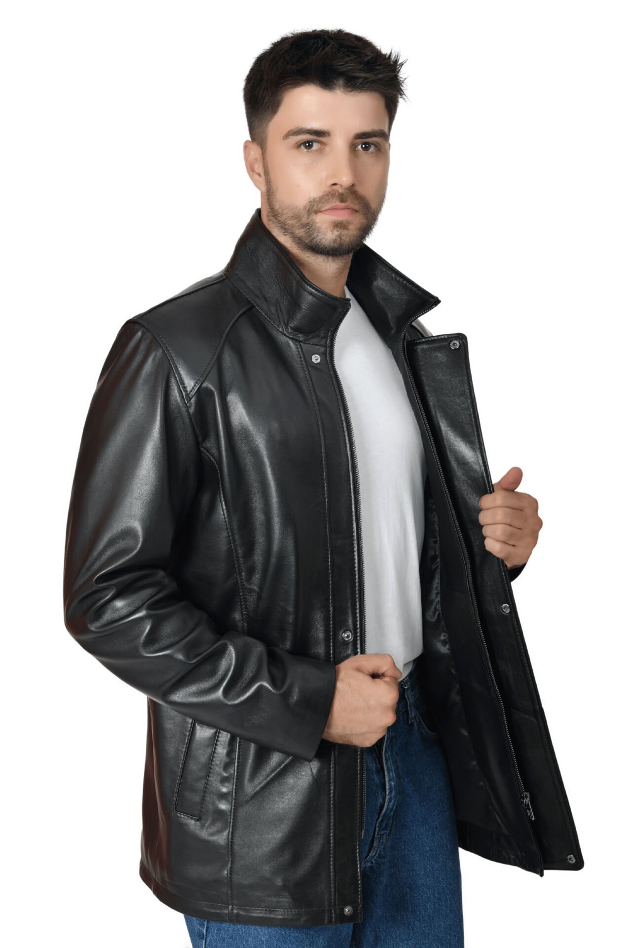 DERİNSS DER027 Hakiki Deri Erkek Siyah Mont&Kaban