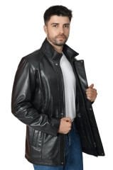 DERİNSS DER027 Hakiki Deri Erkek Siyah Mont&Kaban