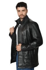 DERİNSS DER027 Hakiki Deri Erkek Siyah Mont&Kaban