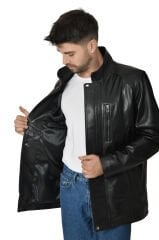 DERİNSS DER027 Hakiki Deri Erkek Siyah Mont&Kaban