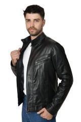 DERİNSS DER705 Hakiki Deri Erkek Siyah Mont