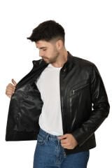 DERİNSS DER705 Hakiki Deri Erkek Siyah Mont