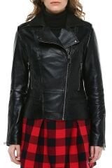 DERİNSS DKA1190 Hakiki Deri Kadın Siyah Mont