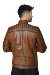 DERİNSS DER105 Hakiki Deri Erkek Taba Mont