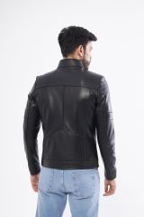 DERİNSS DER101 Hakiki Deri Erkek Siyah Mont