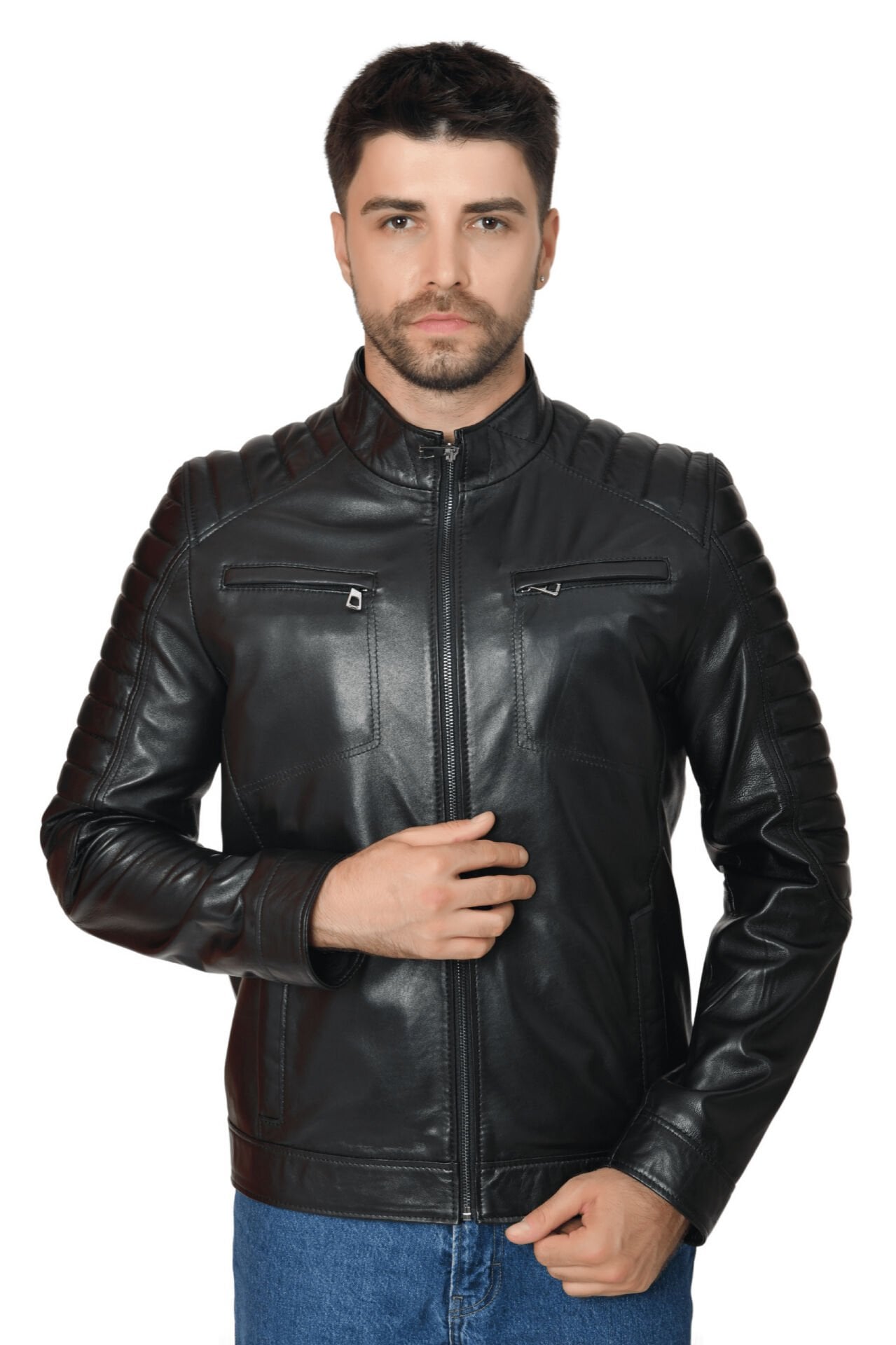 DERİNSS DER105 Hakiki Deri Erkek Siyah Mont