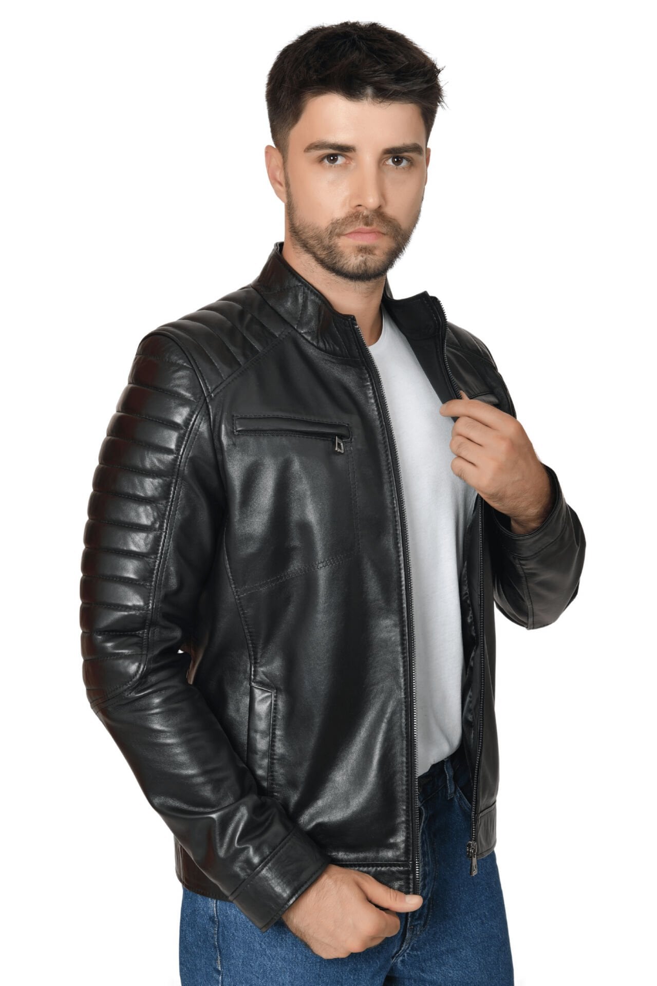 DERİNSS DER105 Hakiki Deri Erkek Siyah Mont