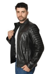 DERİNSS DER105 Hakiki Deri Erkek Siyah Mont