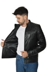 DERİNSS DER105 Hakiki Deri Erkek Siyah Mont