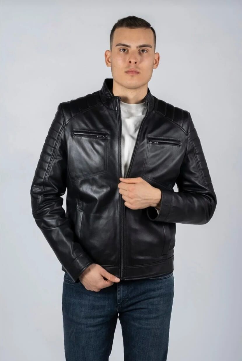 DERİNSS DER105 Hakiki Deri Erkek Siyah Mont