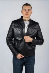 DERİNSS DER105 Hakiki Deri Erkek Siyah Mont