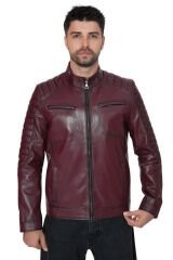 DERİNSS DER105 Hakiki Deri Erkek Bordo Mont