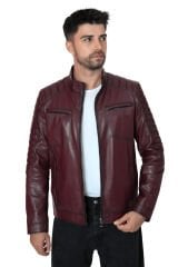 DERİNSS DER105 Hakiki Deri Erkek Bordo Mont