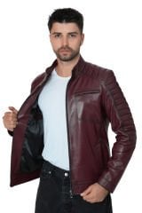 DERİNSS DER105 Hakiki Deri Erkek Bordo Mont