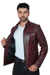 DERİNSS DER105 Hakiki Deri Erkek Bordo Mont