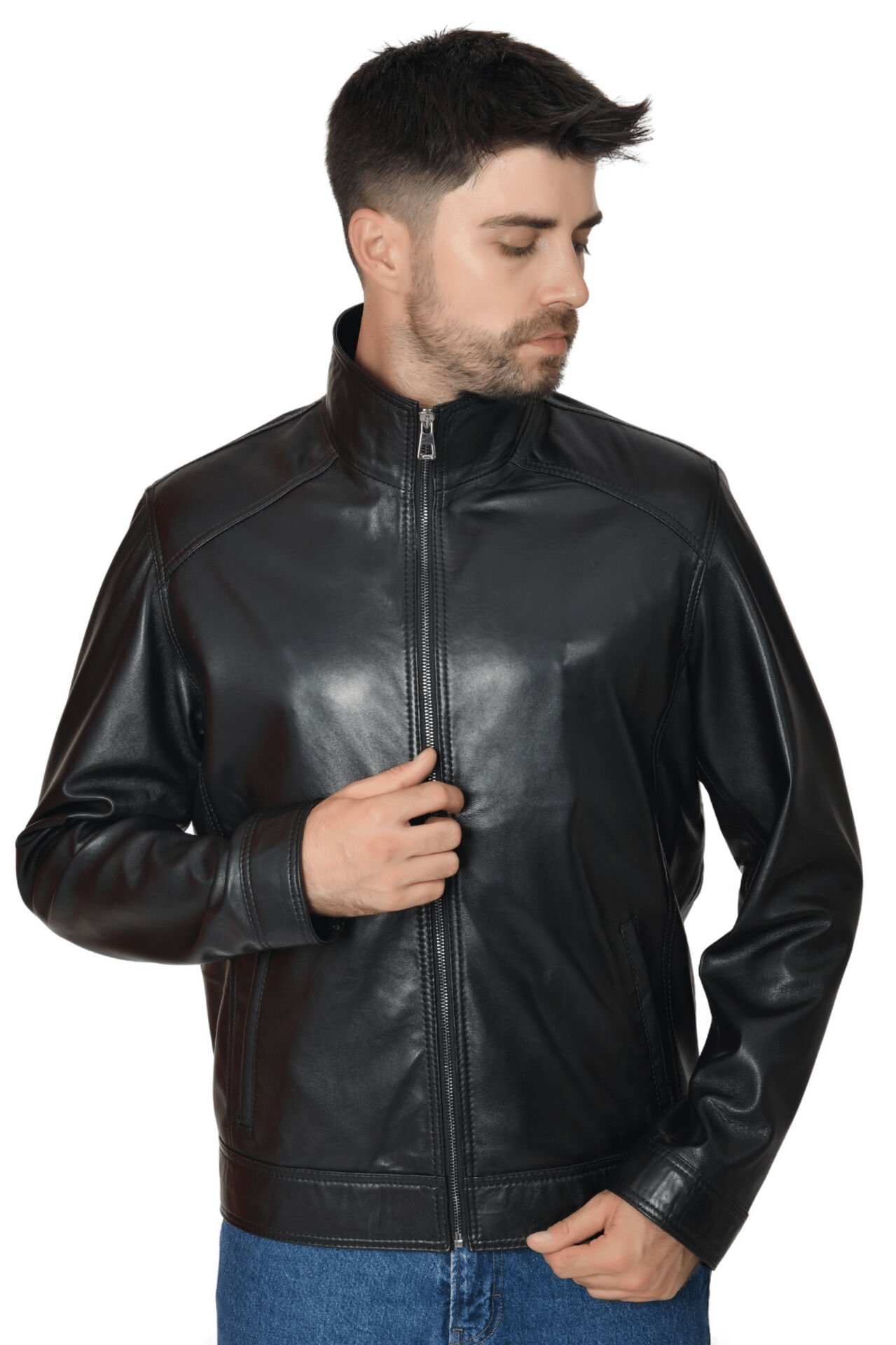 DERİNSS DER153 Hakiki Deri Erkek Siyah Mont