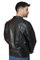 DERİNSS DER153 Hakiki Deri Erkek Siyah Mont