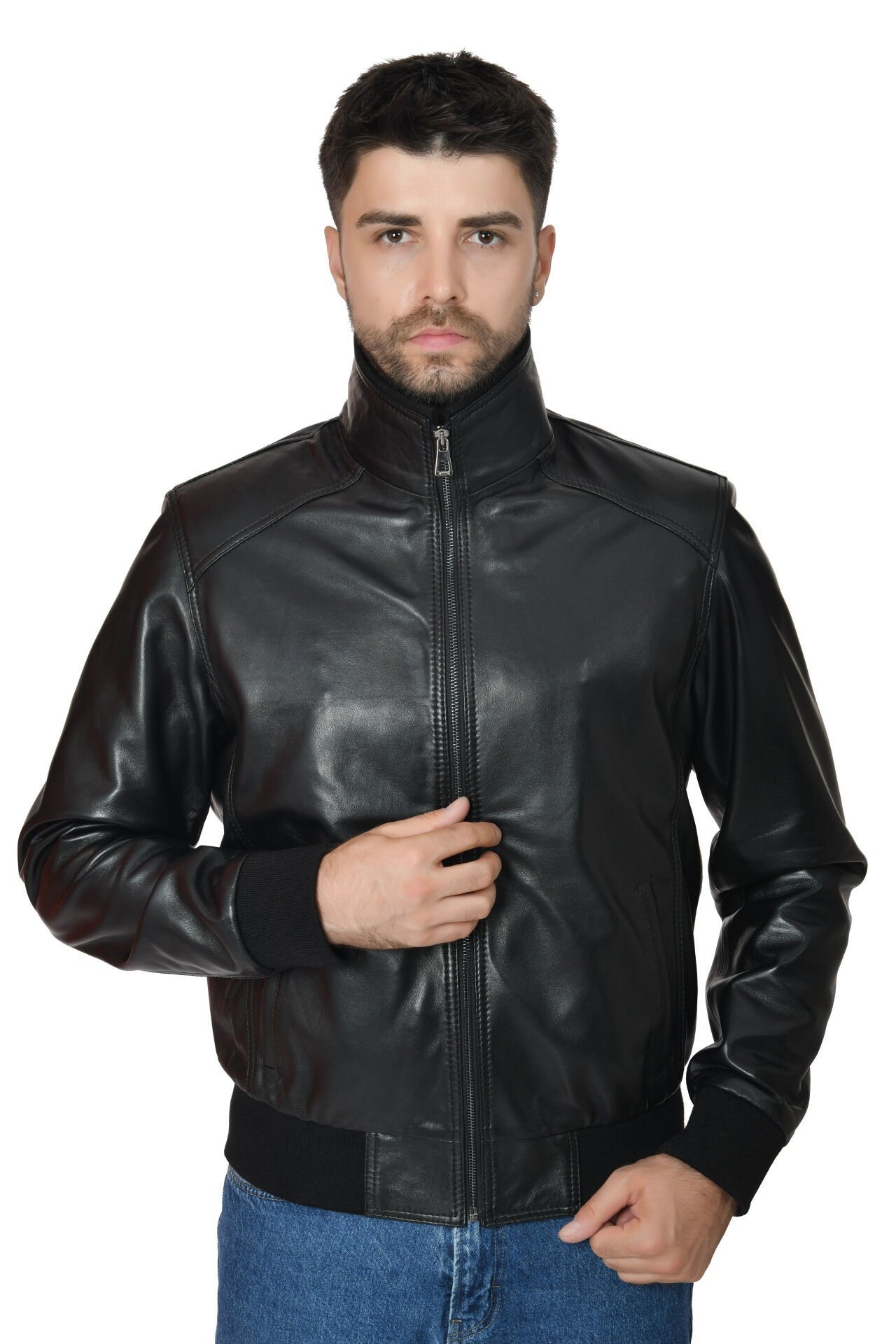 DERİNSS DER120 Hakiki Deri Erkek Siyah Mont