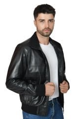 DERİNSS DER120 Hakiki Deri Erkek Siyah Mont