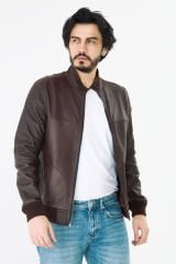 DERİNSS DER064 Hakiki Deri Erkek Süet Çift Taraflı Kahverengi Mont