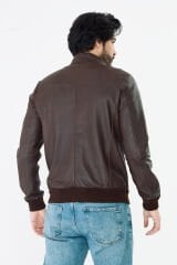 DERİNSS DER064 Hakiki Deri Erkek Süet Çift Taraflı Kahverengi Mont