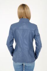 DERİNSS DKA1001 Hakiki Deri Kadın Mavi Mont