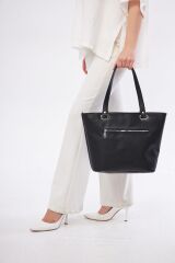 DERİNSS Hakiki Deri Kadın Siyah Omuz Çantası _ DKB515