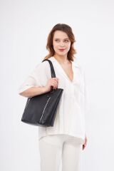 DERİNSS Hakiki Deri Kadın Siyah Omuz Çantası _ DKB515