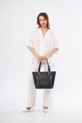 DERİNSS Hakiki Deri Kadın Siyah Omuz Çantası _ DKB515