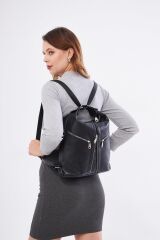 DERİNSS Hakiki Deri Kadın Siyah Sırt ve Omuz Çantası _ DKB501