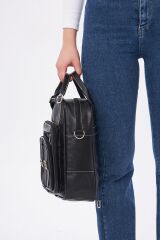 DERİNSS Hakiki Deri Kadın Siyah Sırt ve Omuz Çantası _ DKB004