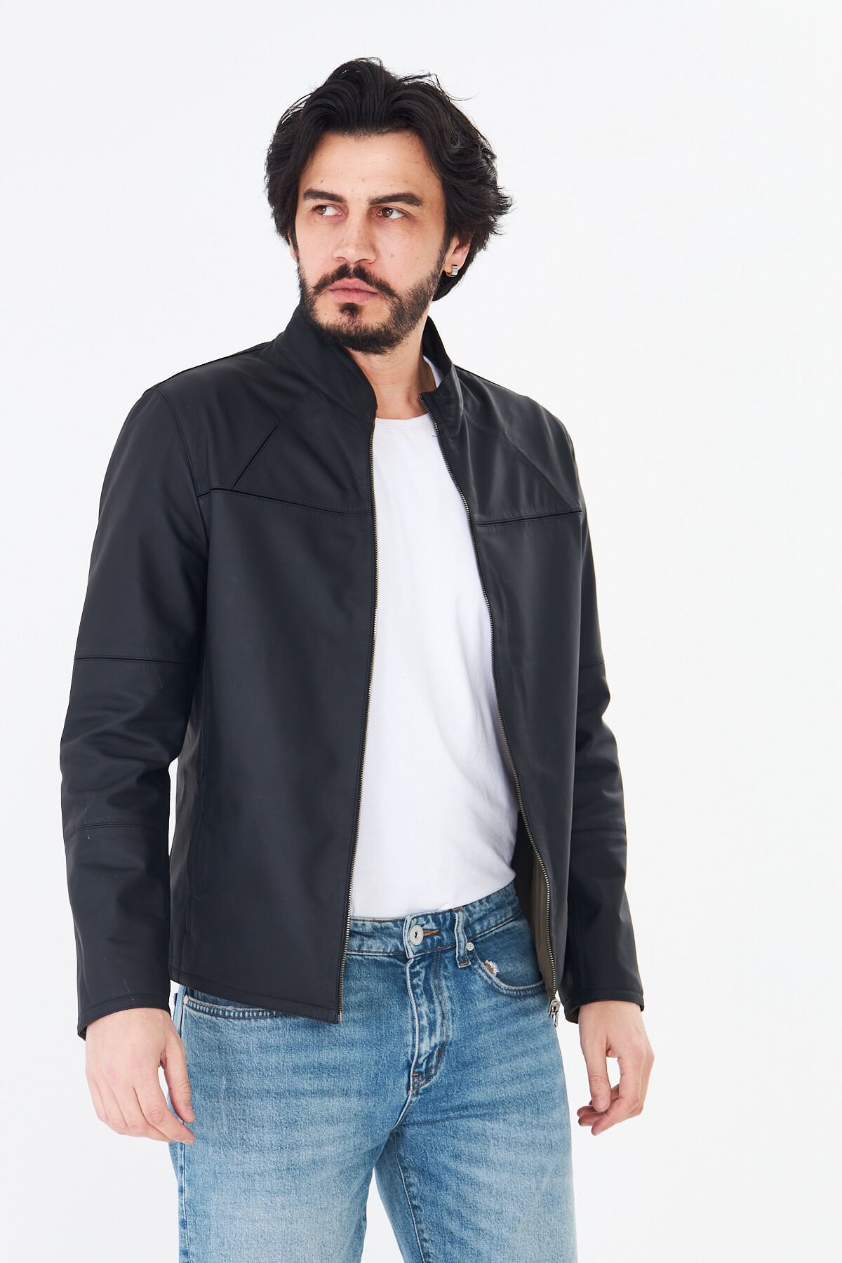 DERİNSS DER266 Hakiki Deri Erkek Çift Taraflı Tafta Mont