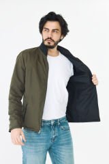 DERİNSS DER266 Hakiki Deri Erkek Çift Taraflı Tafta Mont