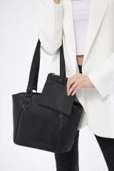 DERİNSS DKB645 Hakiki Deri Siyah Kadın El ve Omuz Çantası