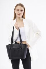 DERİNSS DKB645 Hakiki Deri Siyah Kadın El ve Omuz Çantası