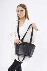 DERİNSS DKB645 Hakiki Deri Siyah Kadın El ve Omuz Çantası