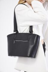 DERİNSS DKB645 Hakiki Deri Siyah Kadın El ve Omuz Çantası