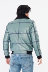 DERİNSS DER190 Hakiki Deri Erkek Yeşil Pilot Mont