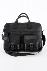 DERİNSS DUB3011 Hakiki Deri Siyah Laptop ve Evrak Çantası