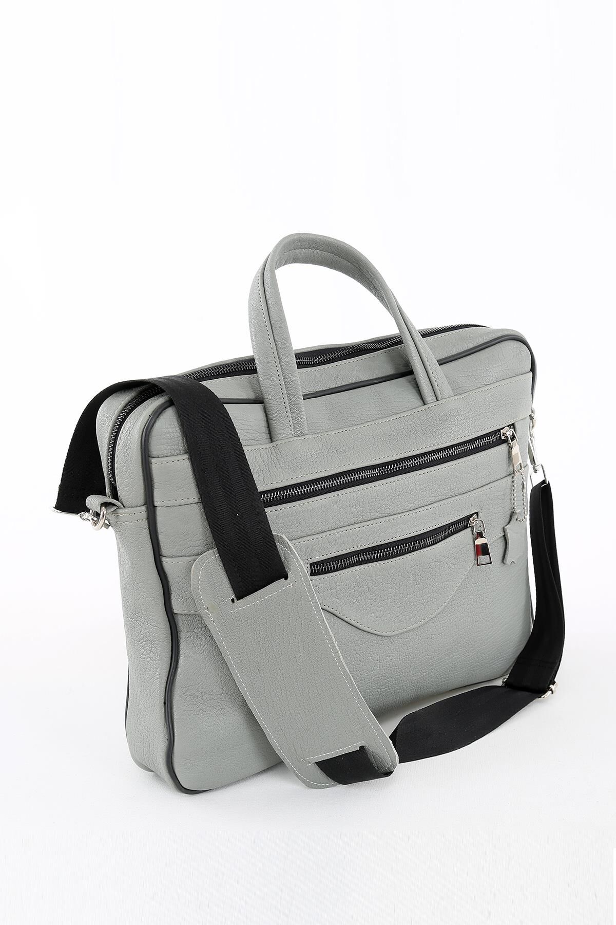 DERİNSS DUB3022 Hakiki Deri Gri Laptop ve Evrak Çantası