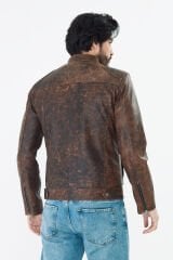 DERİNSS DER157 Hakiki Deri Erkek Taba Dökme Mont