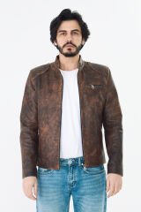 DERİNSS DER157 Hakiki Deri Erkek Taba Dökme Mont