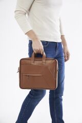 DERİNSS DUB3075 Hakiki Deri Taba Macbook ve Notebook Çantası