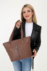 DERİNSS DKB579 Hakiki Deri Kahverengi Kadın El ve Omuz Çantası