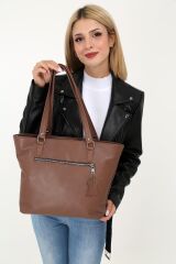 DERİNSS DKB579 Hakiki Deri Kahverengi Kadın El ve Omuz Çantası